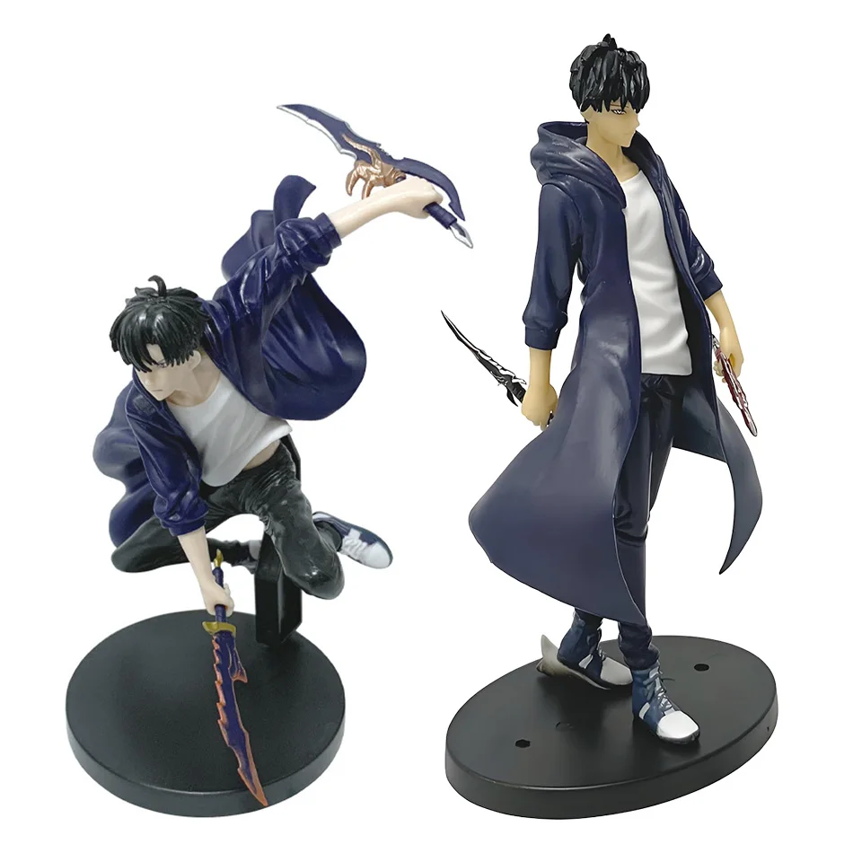 재고 있음 솔로 레벨링 (애니메이션 버전) 피규어 - 성진우 액션 피규어 21cm PVC 수집 모델 피규어 디스플레이 애니메이션 상품