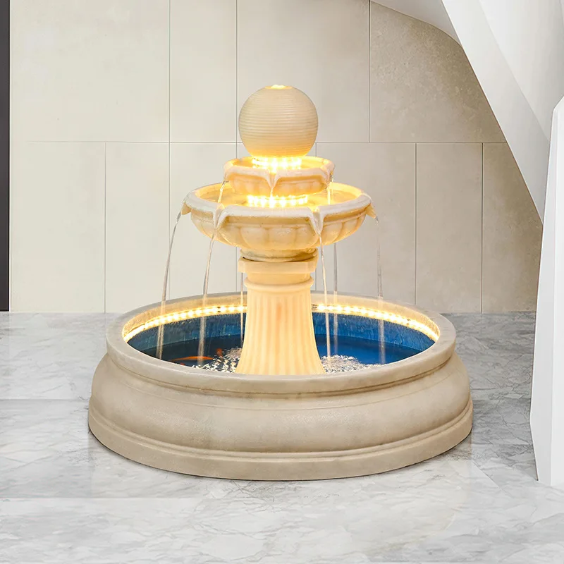 new Chinese rockery fountain flowing water ornaments feng shui ball living room fish tank floor-to-ceiling