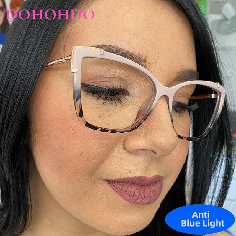 

Luxury Brand Designers Metal Big Cat Eye Blue Light Blocking Glasses Women Men Optical Spectacle Protection Computer Eyeglasses