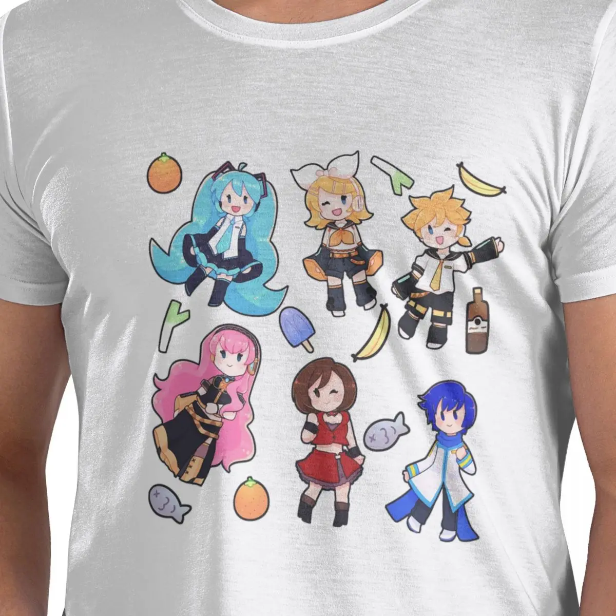 فوكالويد تشيبي الفوضى! Miku تي شيرت للرجال القطن المتضخم تي شيرت الرجال تيز قصيرة س الرقبة ملابس الصيف بلايز S-6XL