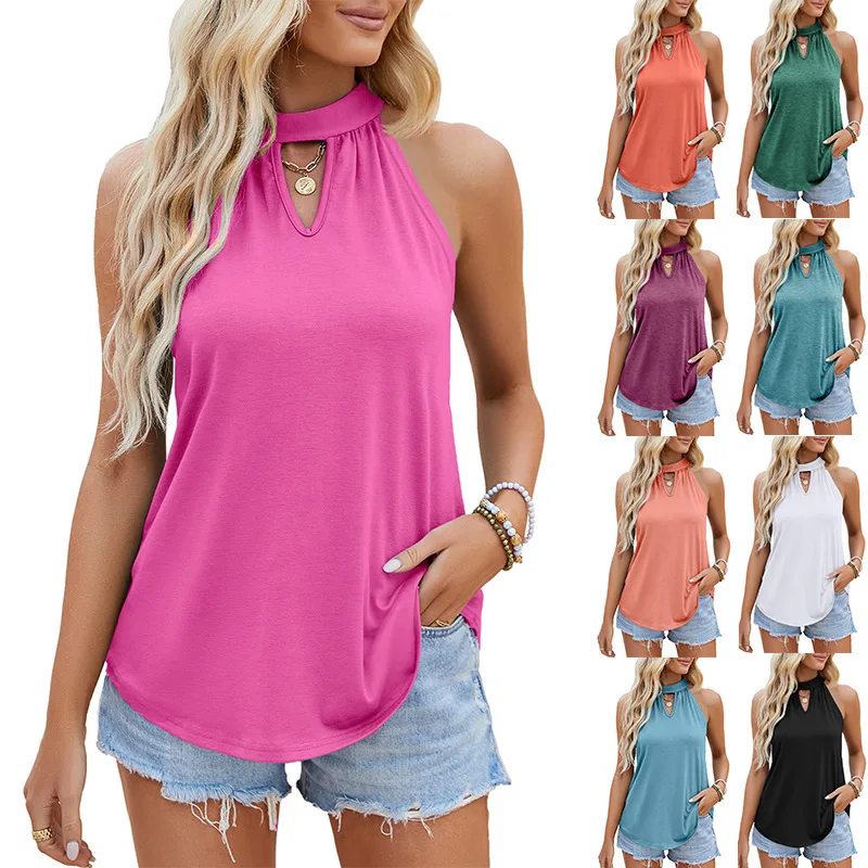 

Summer Sleeveless Halter Vest Women Clothes Fashion Elegant Streetwear T Shirt Female Plus Size Casual Sexy Tank Top