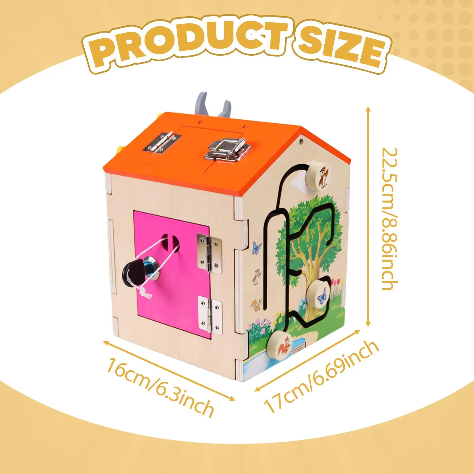 Wood Busy House Track Early Educational Sensory Fine Motor Training for Hands on Learning Reativity Thinking Coordination Color