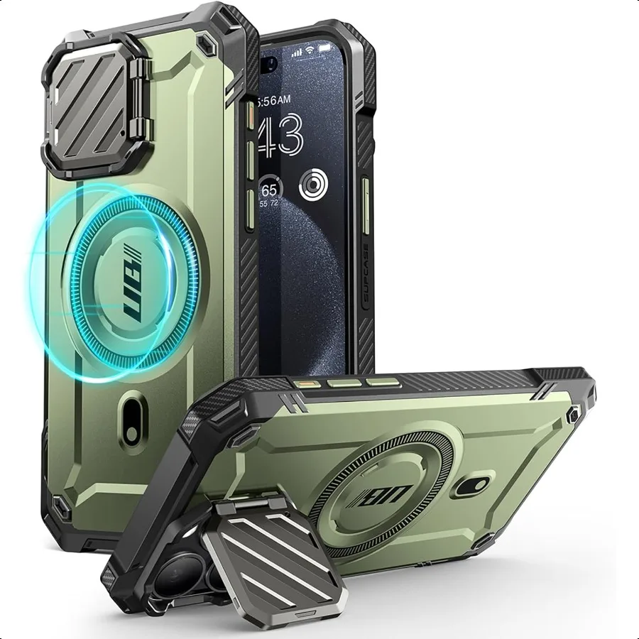 CASE para iPhone 15 Pro Max Funda con soporte para cámara UBMag XT [Compatible con MagSafe] [Bracket incorporado] [Grado militar P