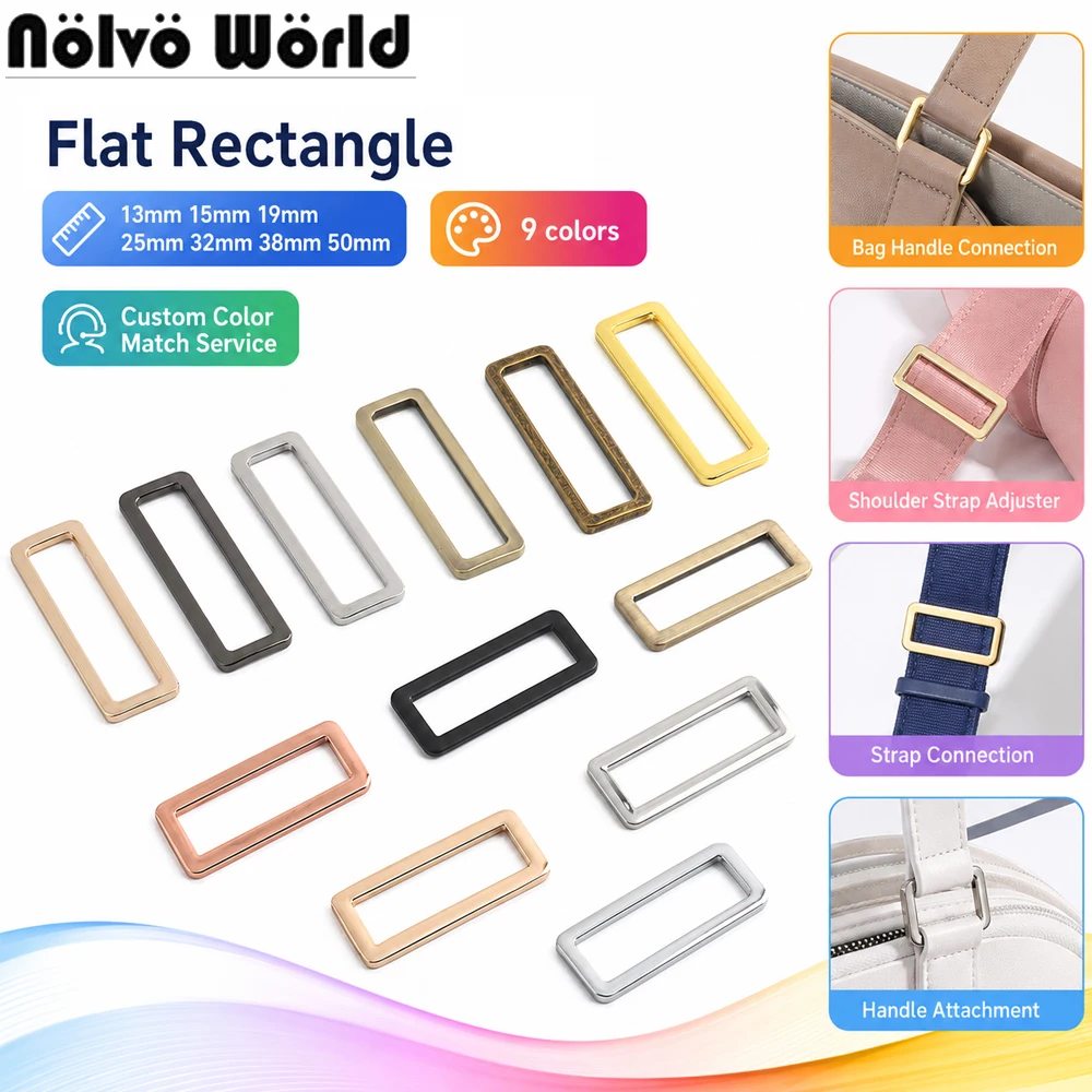 20PCS 13-50mm Flat Line Rectangle Buckle For Bag Shoulder Handbag Strap Keychains Square O D Ring Connector Buckle Accessories