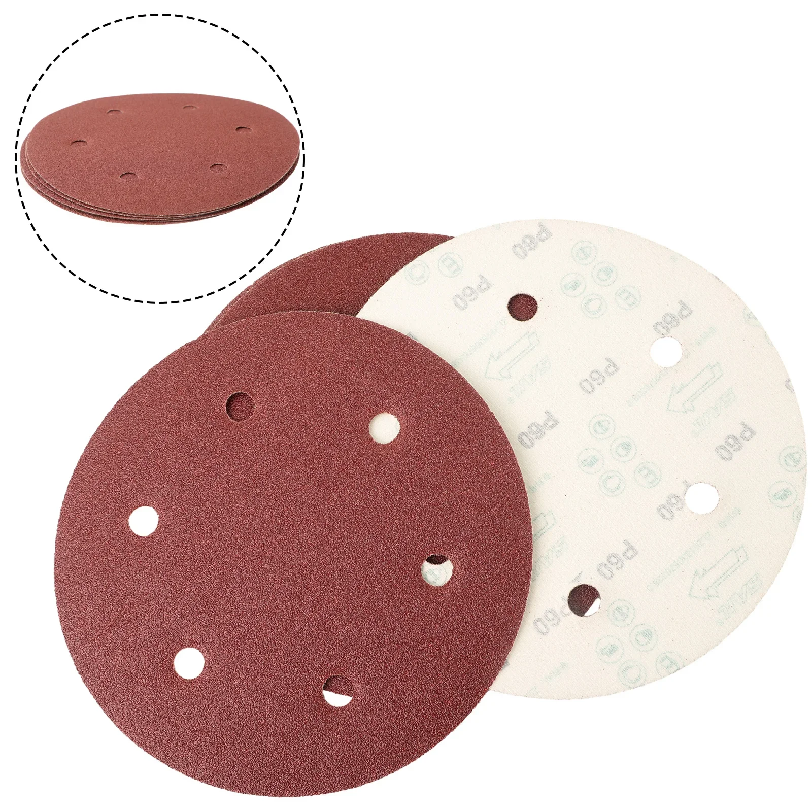 5PCS 9inch 6 Hole Sanding Paper 40-2000grit Grits Abrasive Sheets Electric Wall Polisher Hook And Loop Sandpaper Backing