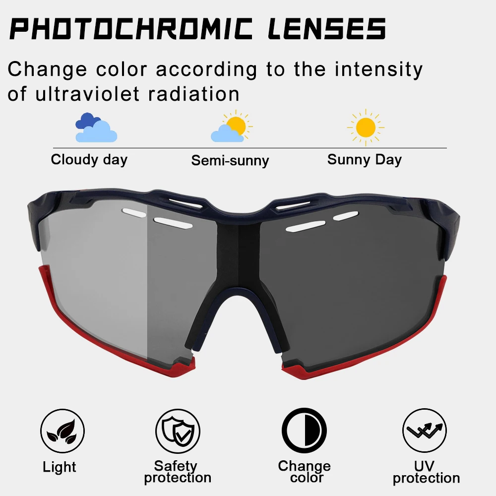 نظارات ركوب الدراجات فوتوكروميك للرجال والنساء، نظارات شمسية للدراجات الجبلية، نظارات رياضية للحماية من الأشعة فوق البنفسجية 400، سباق البيسبول والقوارب والجولف