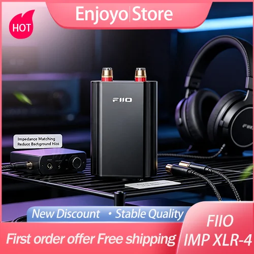 FiiO IMP XLR‑4 Passive Impedance Adapter Suppress Hiss Noise XLR‑Balanced to Jack Converter for Hi‑Fi Headphone Amp Audio Device