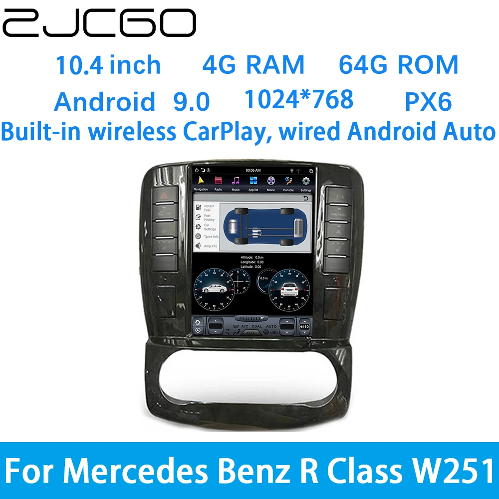 

ZJCGO Car Multimedia Player Stereo GPS DVD Radio Navigation Android Screen System for Mercedes Benz R Class W251 R280 R300 R320