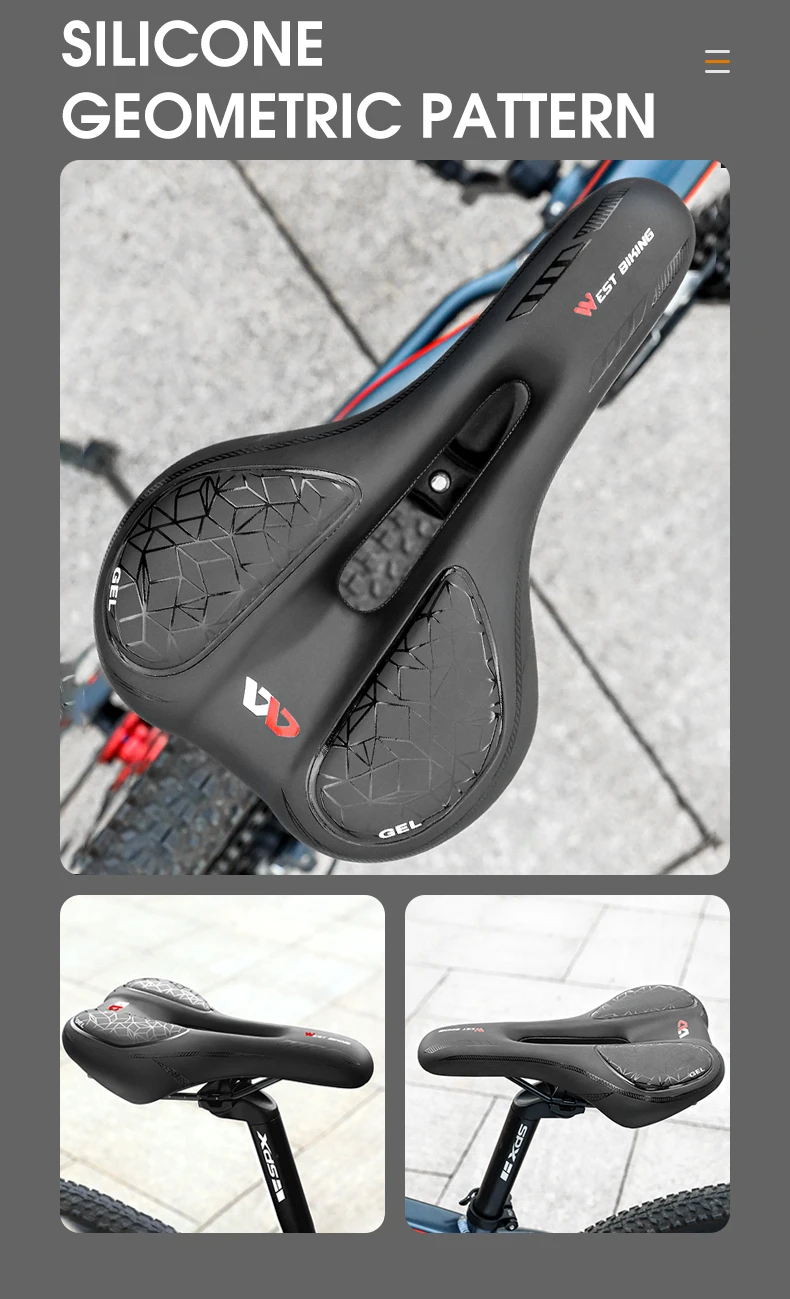 WEST BIKING Fahrradsattel Silikonkissen PU-Leder-Oberfläche Gel-Silika-Füllung Komfortabler Stoßdämpfender MTB Rennrad-Sitz – Detail 18