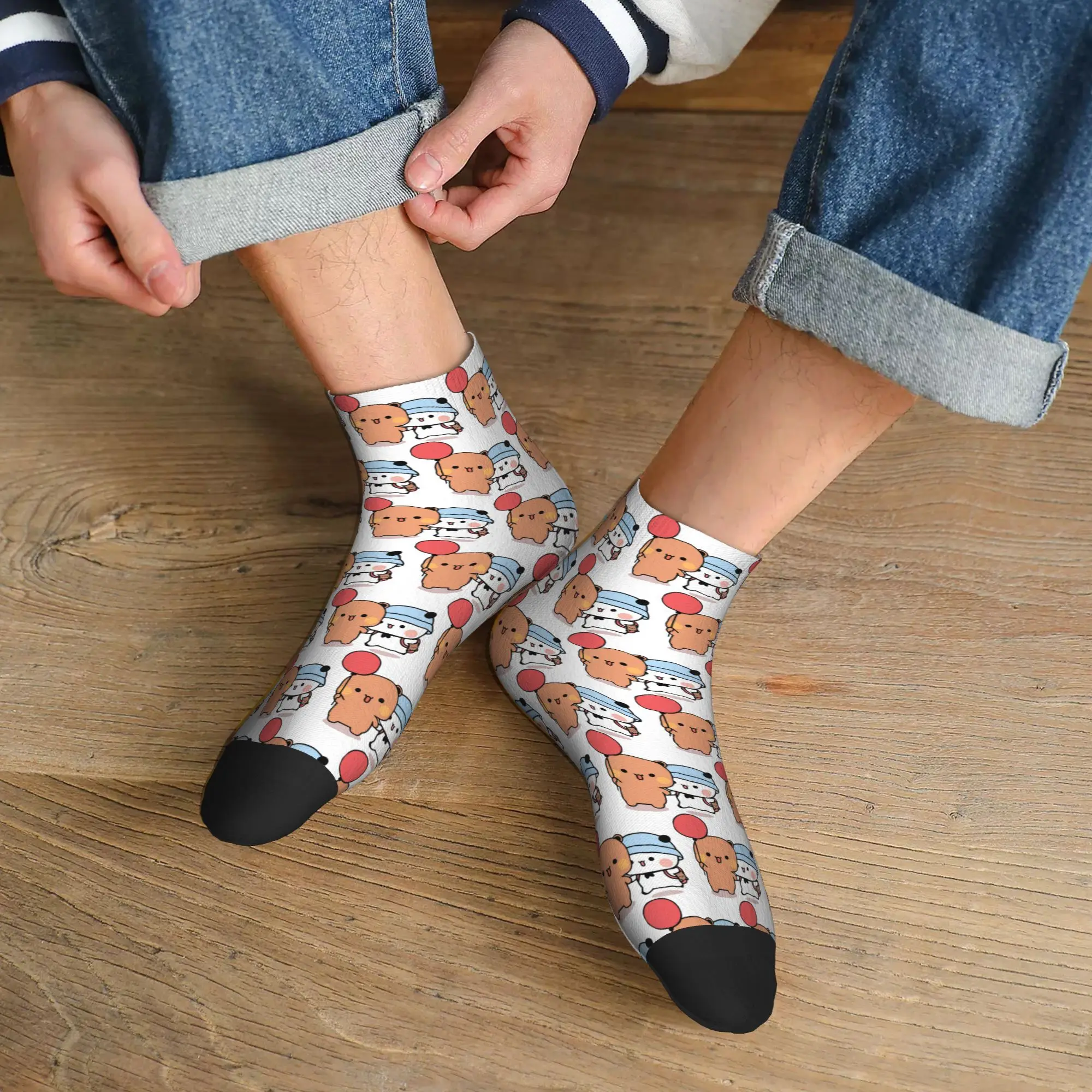 

All Seasons Bear and Panda Bubu Dudu Balloon Socks Harajuku Sport Middle Tube Socks Soft Hip Hop Stockings for Men Women Gifts