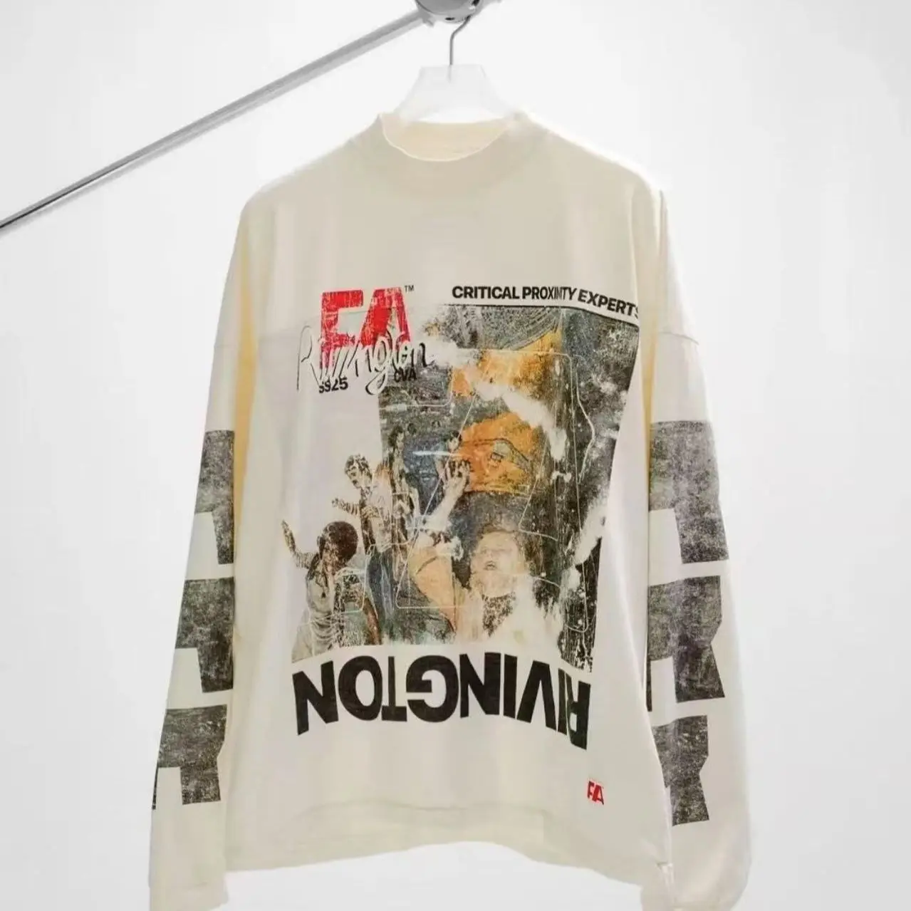 Best Quality RRR123 Air Crash graffiti long sleeves T-shirt Men Women RRR 123 Tops Tee T Shirt Washed