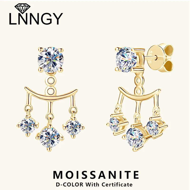 

Lnngy Dazzling 5mm 0.5ct Moissanite Earrings For Women 925 Sterling Silver Double Wear Stud Earring Pendientes Plata 925 Jewelry