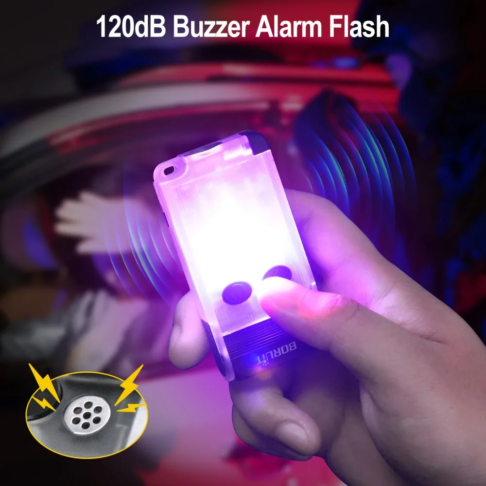 BORUiT V30 900LM UV LED Torcia EDC Tipo-C Ricaricabile Power Bank Luce da lavoro con cicalino magnetico Lanterna tascabile da campeggio