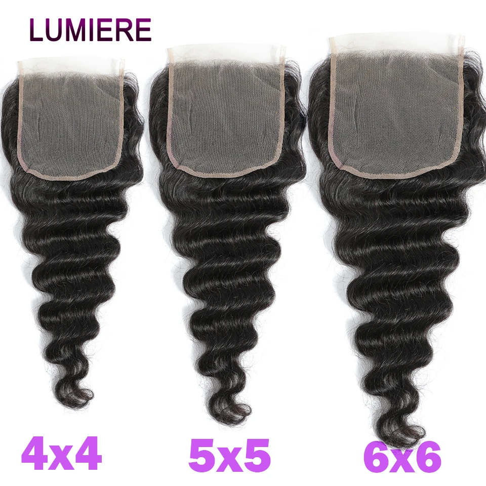 Loose Deep Water Curly Wave HD Transparent Lace Frontal Closure Only Virgin Human Hair 13x4 Lace Frontal 5x5 6x6 Lace Closure