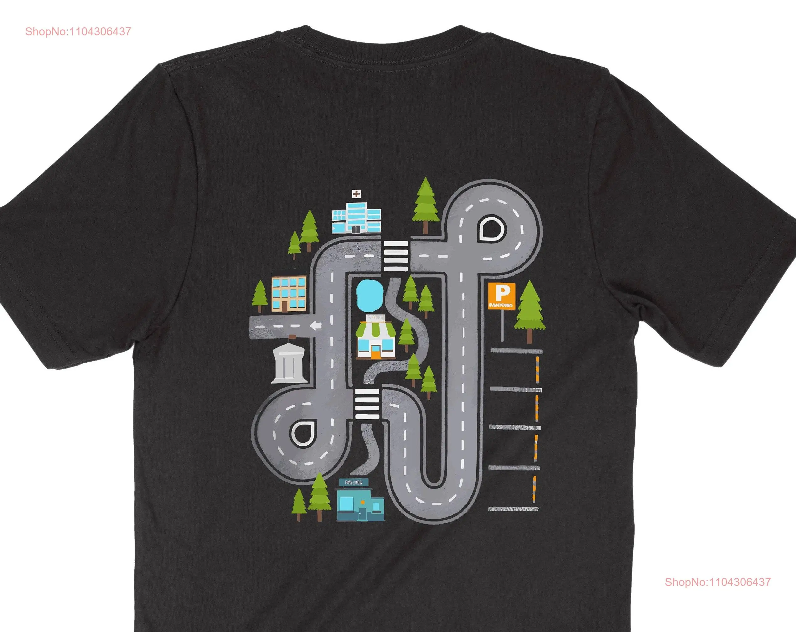 Play Car Race On Dad's Back T Shirt Fathers Day Road Track Playmat Daddy long or short sleeves