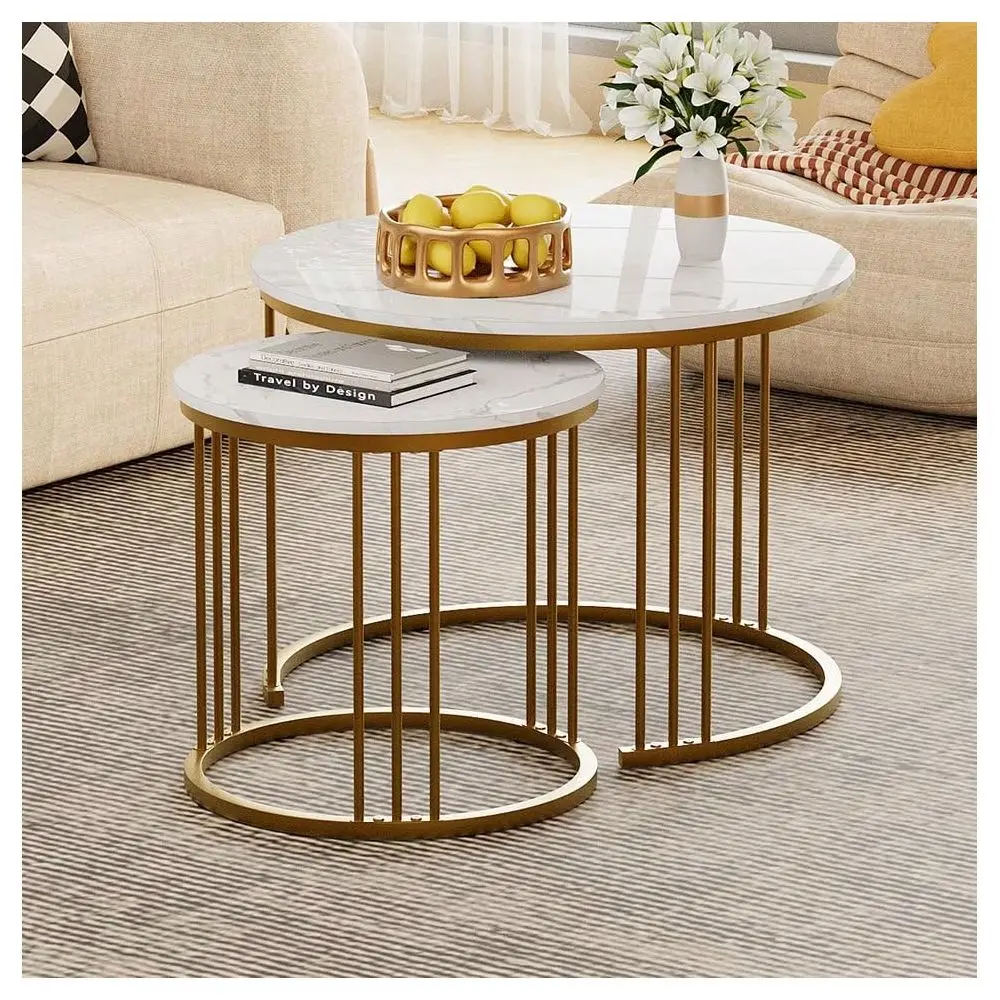 

Table Faux Marble Nesting Table For Small Place 2 Sets Modern Furniture Living Room Sets End Side Table Night Stand For Bed Roo
