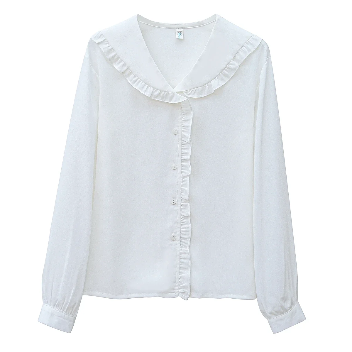 Long Sleeve White Women Shirt Doll Collar Chiffon Shirt Blouse Women Tops Blouses Shirts Blusas Para Mujer Camisas Blusa M183