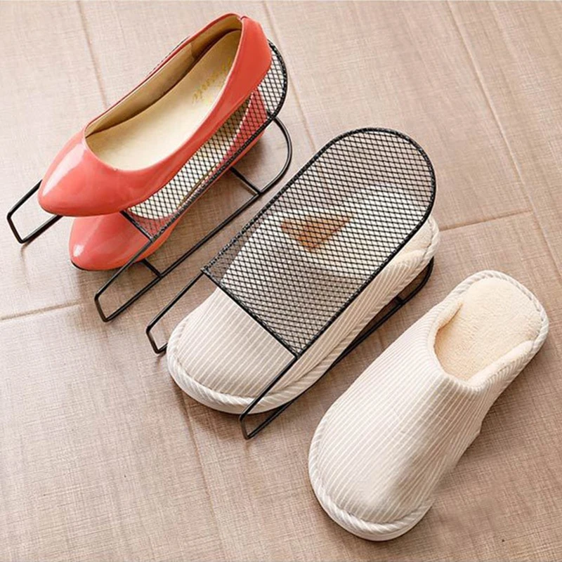 Minimalist Modern Shoe Rack Double Layer Stack Shoe Holder Metal Storage Rack Household Simple Shoe Box