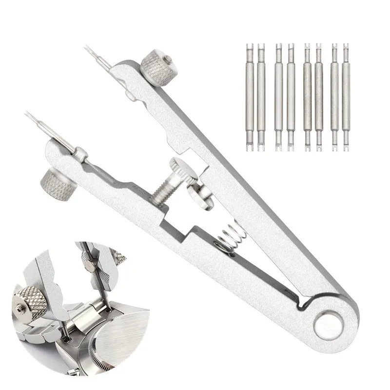 시계 밴드 용수철 바 플라이어 도구 키트, 6825 시계 스트랩 팔찌, 알루미늄 합금 수리 리무버, V자형 조절기 플라이어, 10 핀