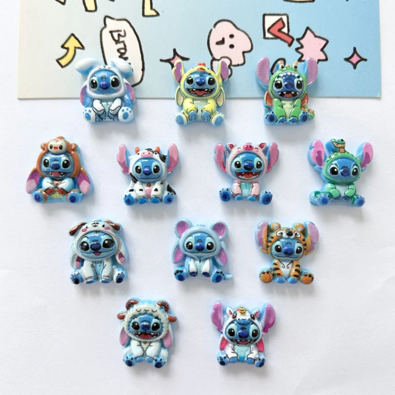 MINISO Disney Stitch Resin Shoes Charms Cute Cartoon Glossy DIY Craft Accessories for Clogs Sandals Xmas Party Gifts Favors