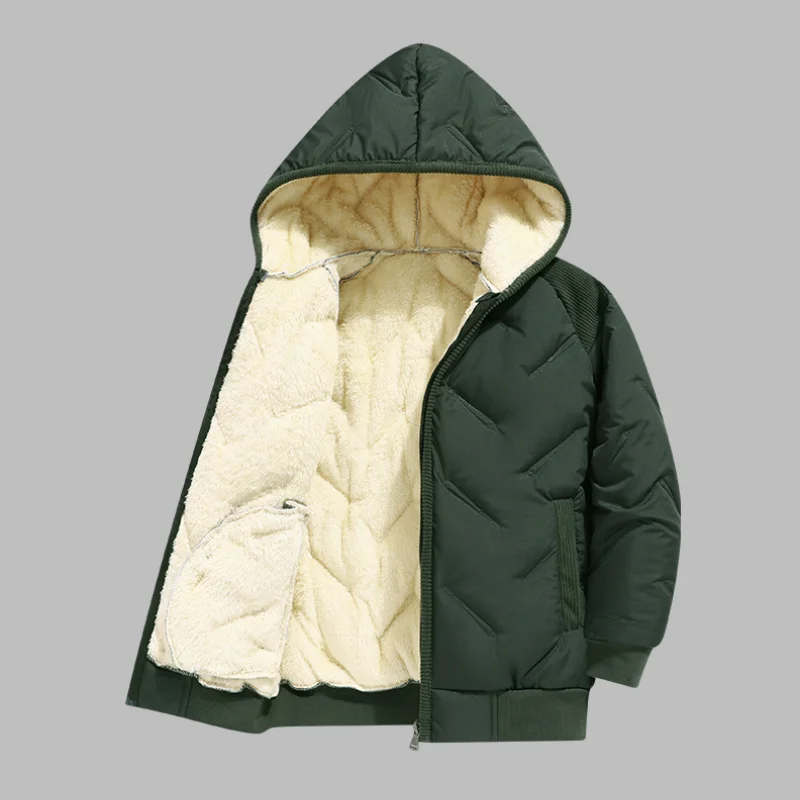 מעיל ילדים חורפי מרופד עם קטיפה וכובע