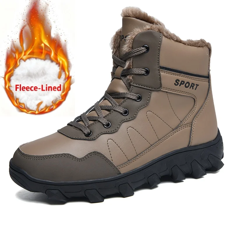 

Men's Fleece-Lined Winter Hiking Boots Non-Slip Waterproof Ankle Boots Warm Insulated Outdoor Snow Boots for Cold Weather