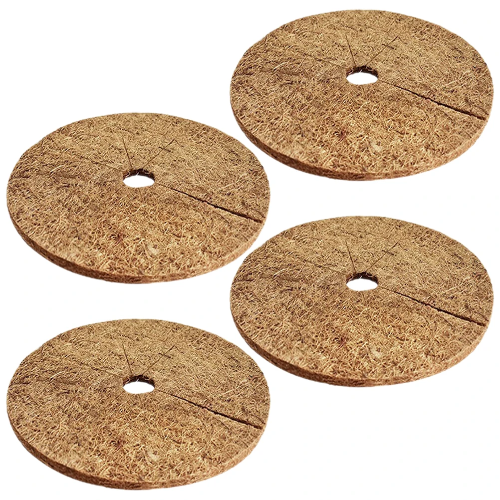 

4pcs Coir Mulch Rings Plant Protection Mats Tree Barrier Garden Flowerpot Liners Fiber Anti-Grass Round Pads For Vegetables