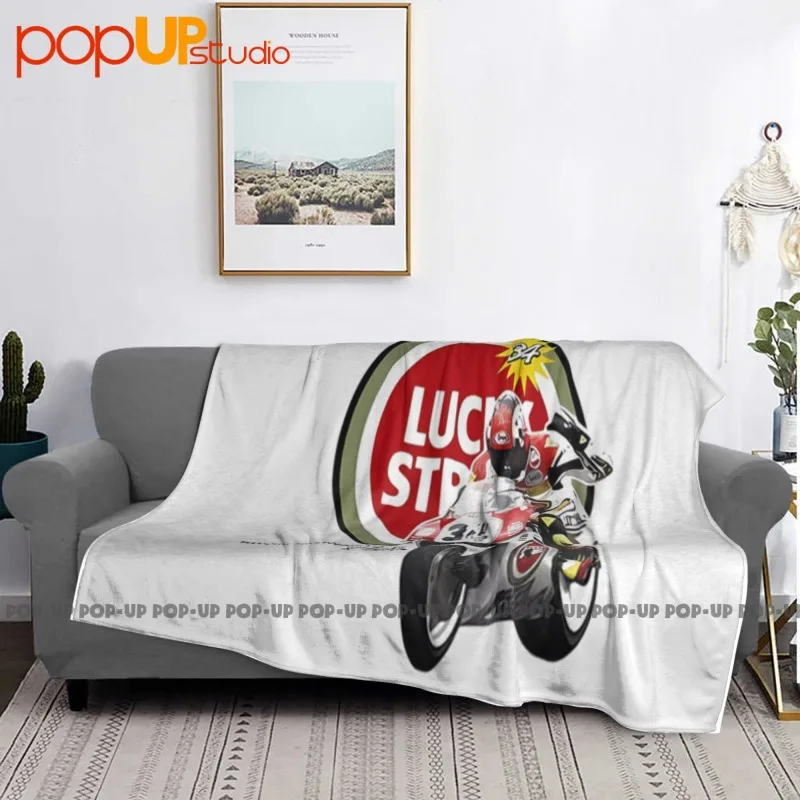 بطانية Kevin Schwantz Team Lucky Strike Signature فائقة النعومة، غطاء أريكة شتوي، أغطية سرير #3