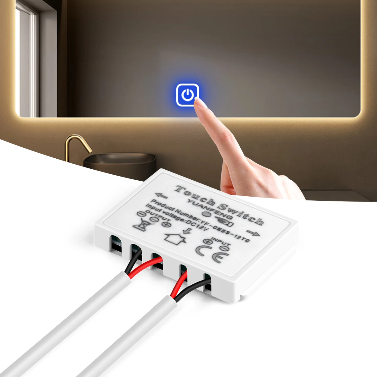 

Capacitive CCT LED Dimmer Smart Sensor Touch Control Switch for Vanity Bathroom Mirror Makeup Penetrating On-Off Switch
