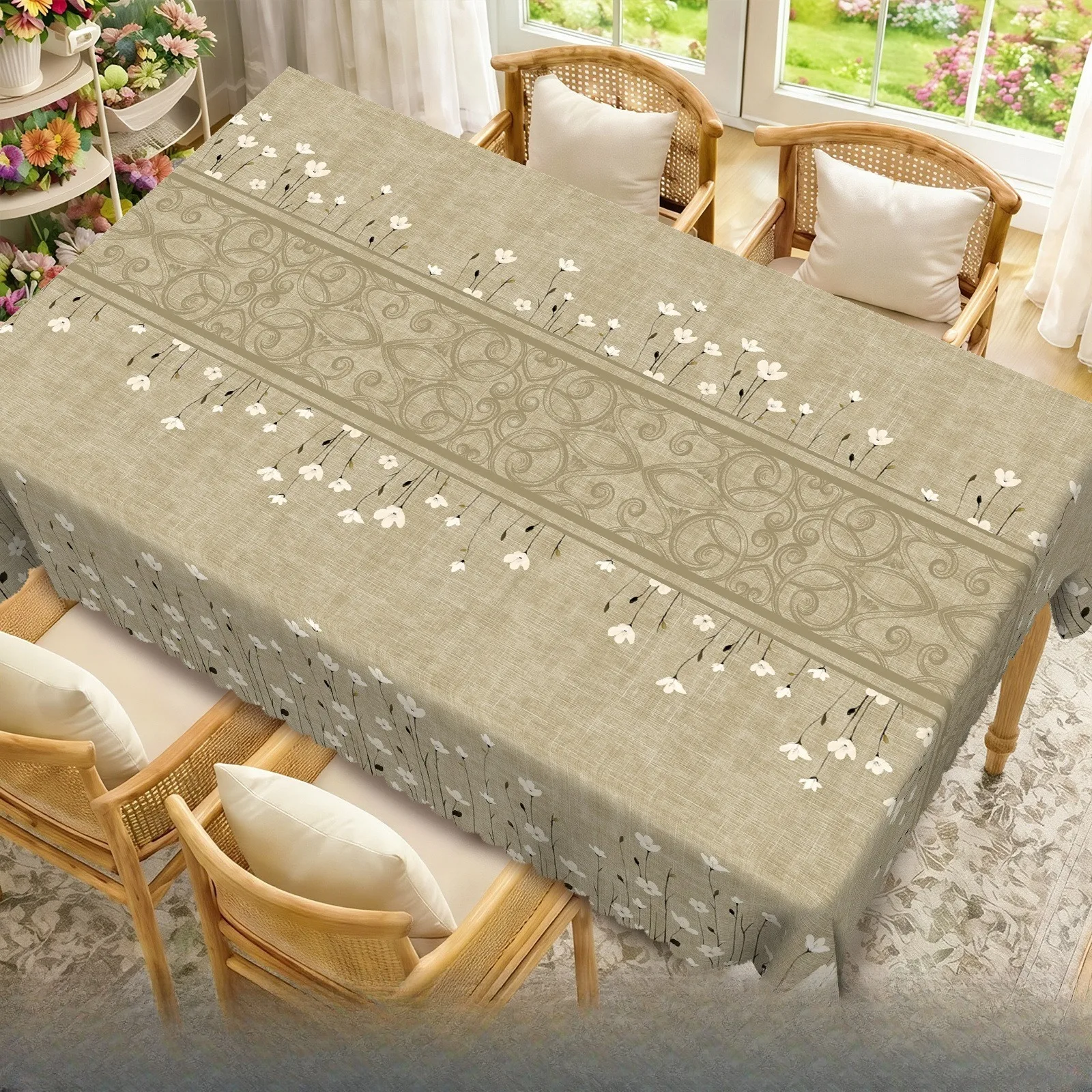 Simple Nordic and Japanese-Korean style tablecloths with lace edges. Suitable for home kitchens.