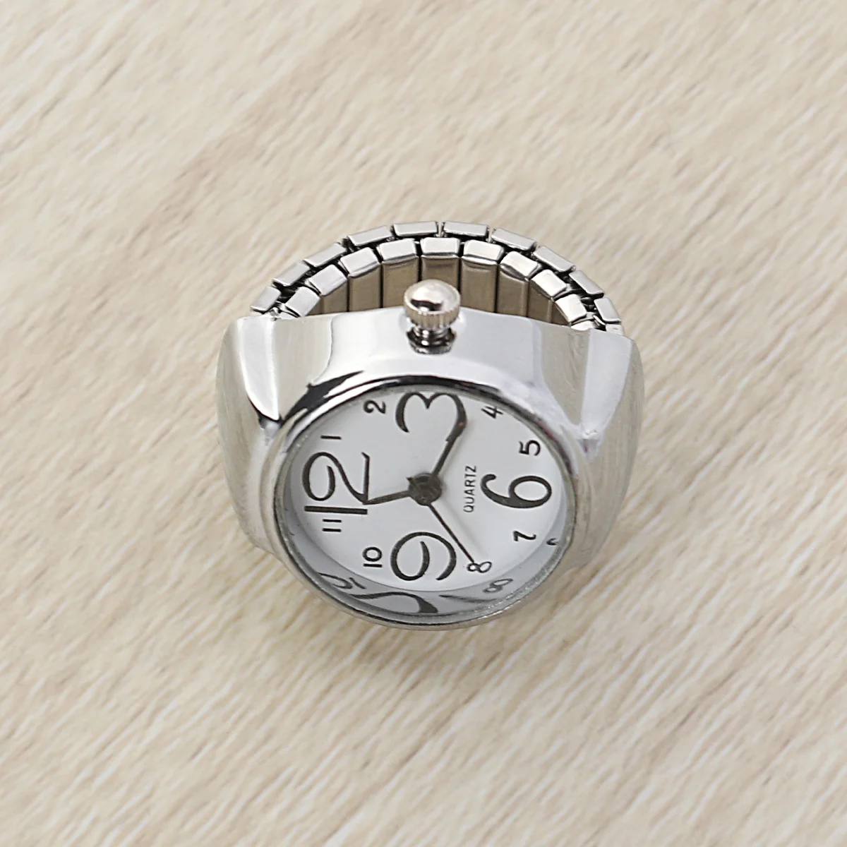 ساعة خاتم للزوجين، ساعة كوارتز مخصصة للإصبع، قرص أبيض، أرقام كبيرة، وقت واضح، هدية للنساء في عيد الميلاد
