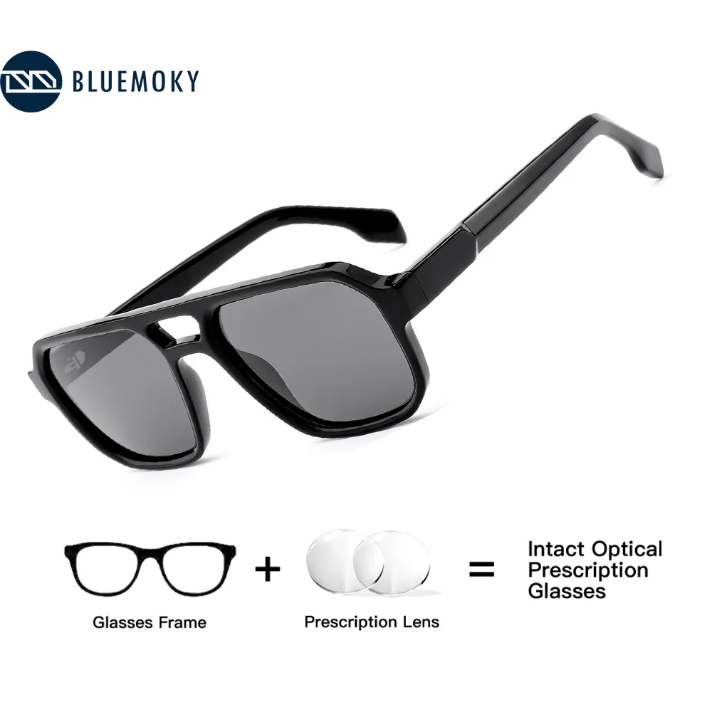 

BLUEMOKY Modish Myopia Prescription Sunglasses Men Handmade Acetate Uv400 Polarized Pilot Corrective Sun Glasses RTA-3709