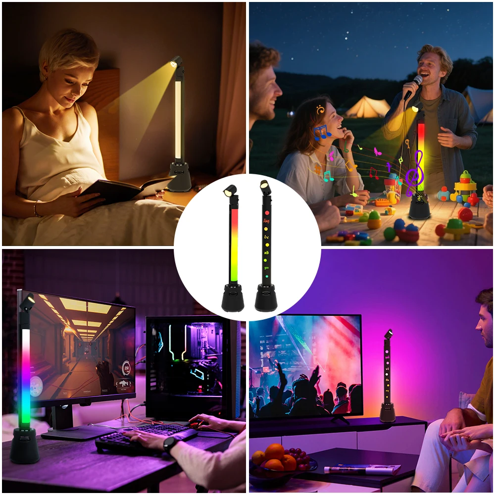 LED Music Rhythm Ambient Lamp RGB Muticolor Music Synchronization Desktop Pickup Light Christmas Halloween Party Atmosphere Lamp