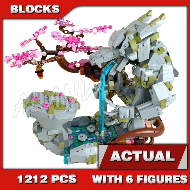 1212pcs Shinobi Dragon Stone Shrine Waterfall Cherry Blossom Tree Library 35564 Building Block Toys Compatible with Model