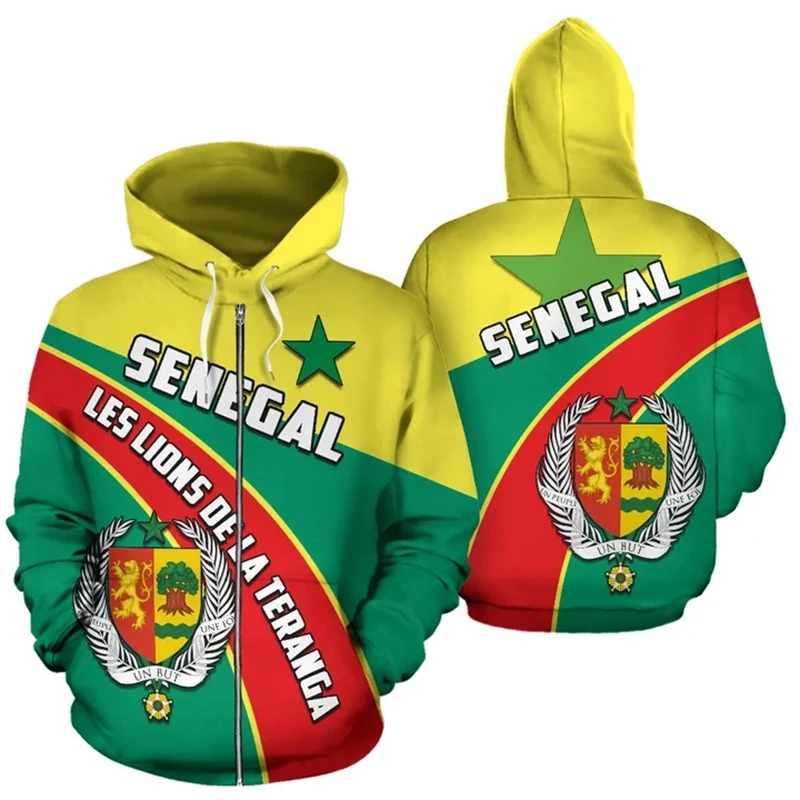 Vintage SN Senegal Flag Street Print Clothing Mens Hip Hop Personality Hooded Sweatshirts Fashion Daily Oversized Pullovers Male