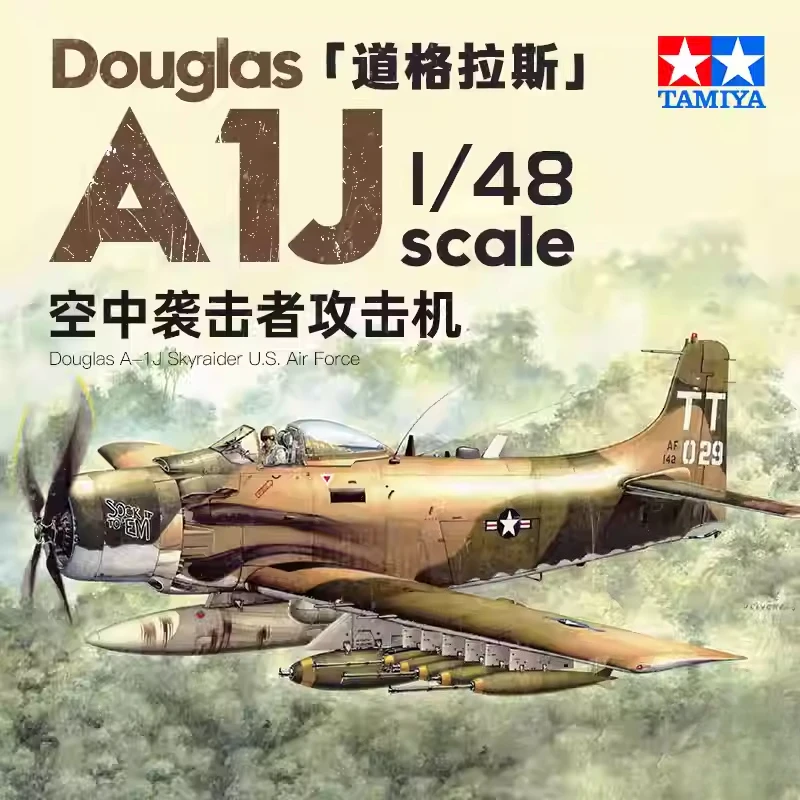 

TAMIYA 61073 Douglas A-1J Skyraider U.S. Air Force 1/48 Military Assembled Scale Model Kit DIY Toy, Collection Birthday Gift