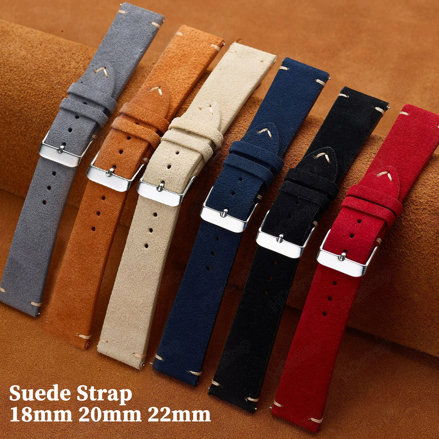 Quick Release Soft Suede Strap 22mm 18mm 20mm for Samsung Watch6 5/4/3 Calfskin Bracelet for Women Men Wristband Hand Sewn Band