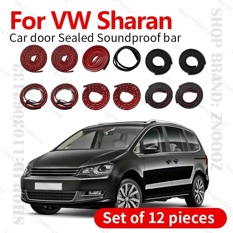 

For VW Sharan Typ 7N Car Door Seal Strip Rubber Double Layer Sealing Protector Soundproof Strip Dustproof Seal Strip 12PCS Set
