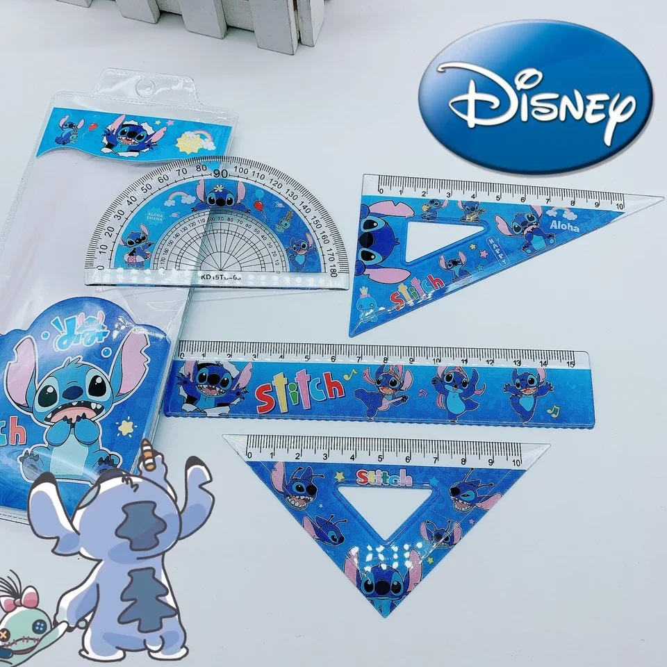 

Disney Four Piece Ruler Set Stitch Student Stationery Cartoon Anime Rulers Protractor Schools Supplies Kids Back To School Gift