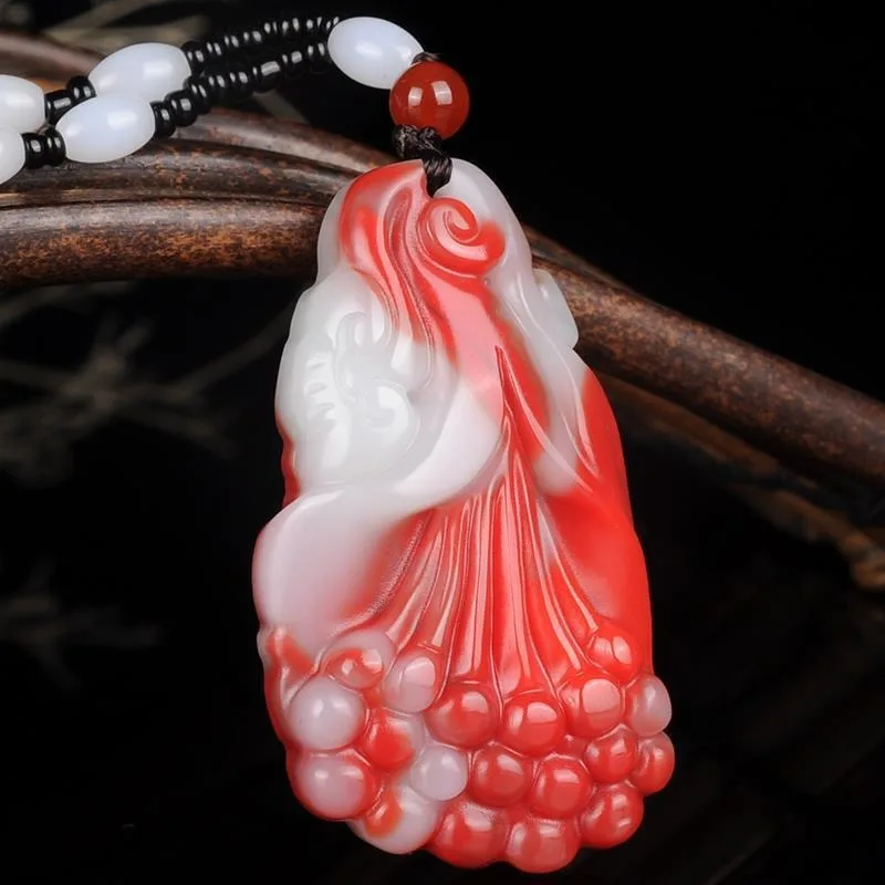 

Bloodstone Color Orchid Pendant, Exquisite and Elegant Jade Pendant.