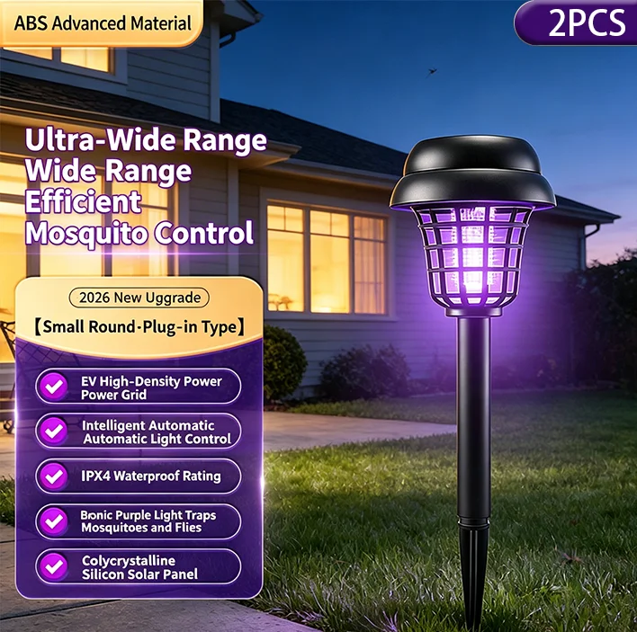 

2pc-Solar-powered mosquito killer lamp with waterproof outdoor garden yard lawn plug-in electric bug zapper