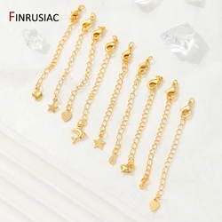 18K Gold Plated Brass Extension Chains with Lobster Clasps Connector Link Necklace Tail Making DIY Bracelet Accessories Supplies
