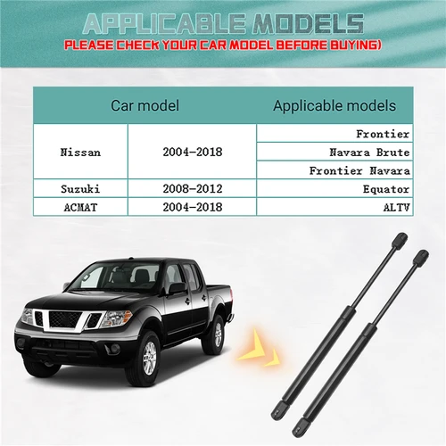 Imagen 2 del producto Cubierta de capó delantero de coche, Kit de soporte de elevación de puntales de Gas para Nissan Frontier Navara D40, 2004, 2005, 2006, 2007, 2008-2018