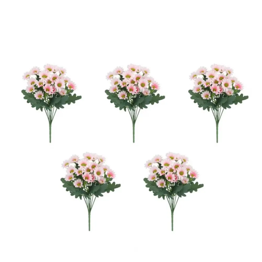 

5 Bundle High Fidelity Gradient Artificial Daisy Bouquet UV Resistant Bendable Stems 21 Heads Simulated Flowers 7 Fork Design