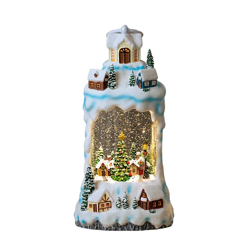 

Village Christmas Town Scene Arrangement Ornaments Ornaments Elderly Deer Gifts Resin Glow