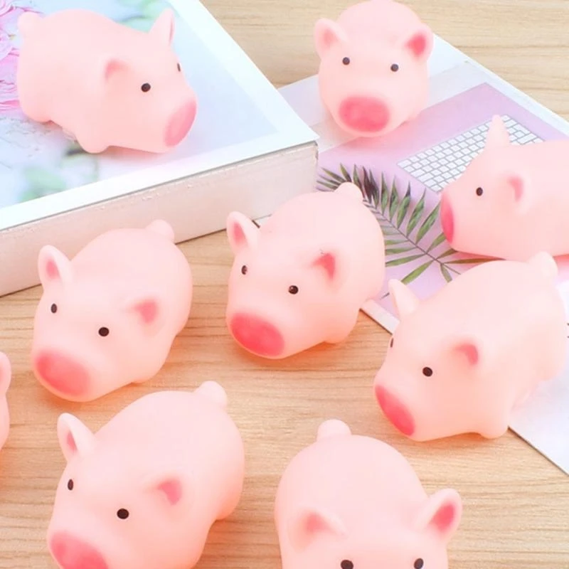 10 個かわいいピンクのブタのスクイーズ音圧おもちゃおやつ子供の誕生日ゲストギフト 15UB