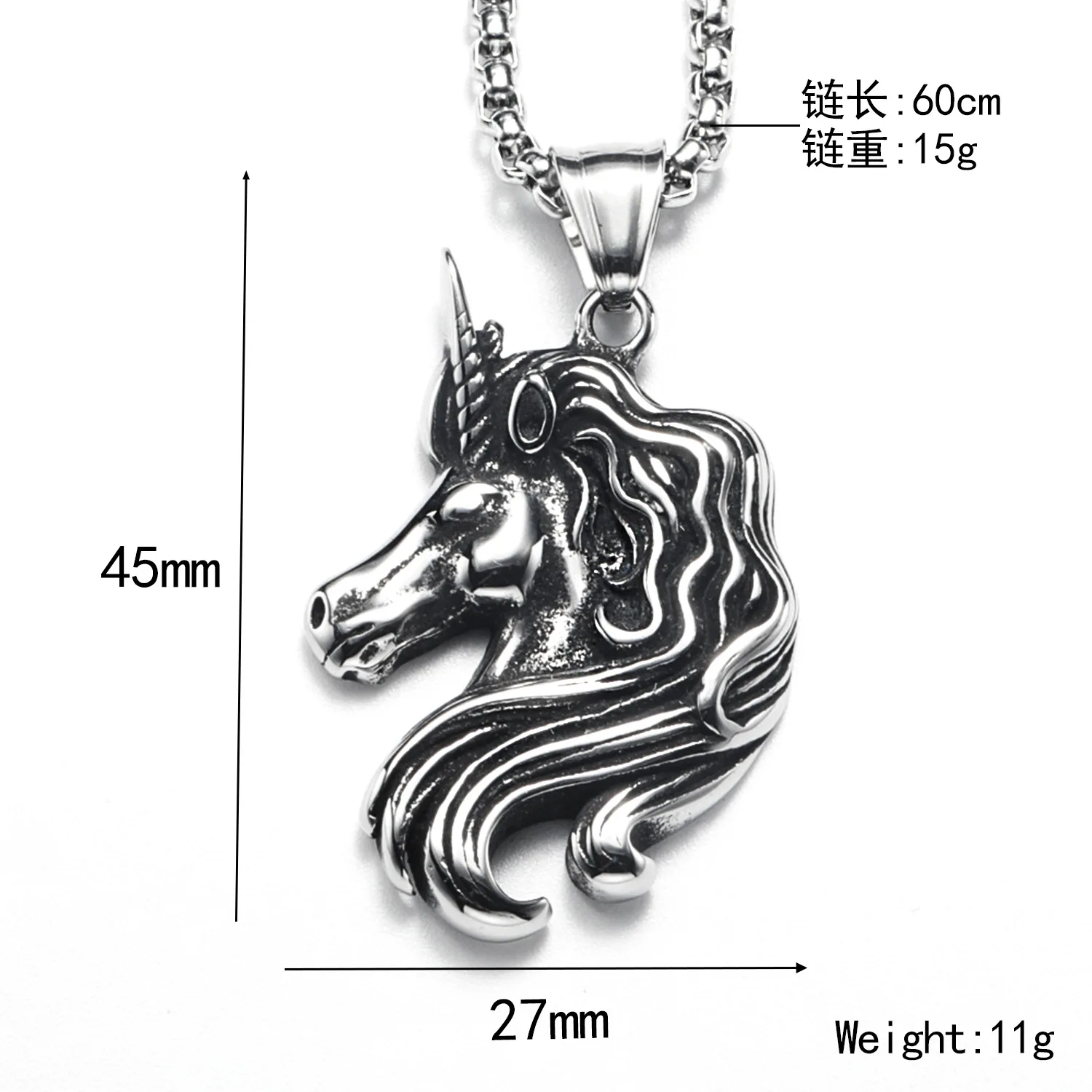 الأوروبية والأمريكية الرجعية شخصية الإعلامي زودياك الحصان قلادة يونيكورن قلادة سلسلة