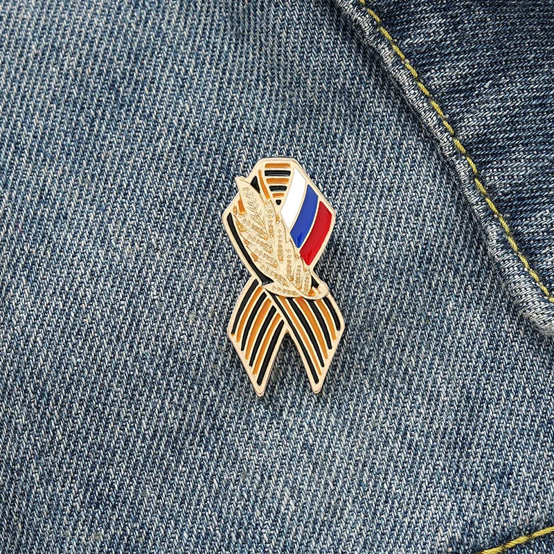 Ribbon Sign Badge With Russian Flag Saint George Victory Day Lapel Pin Festive Brooches History Memory Symbol Pins For Backpack