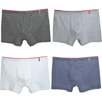 4Pcs Men's Cotton Boxer Shorts High Elastic Male Boxers Underwear Man Stripe Underpants Youth Middle-Aged U Convex Panties L-4XL
