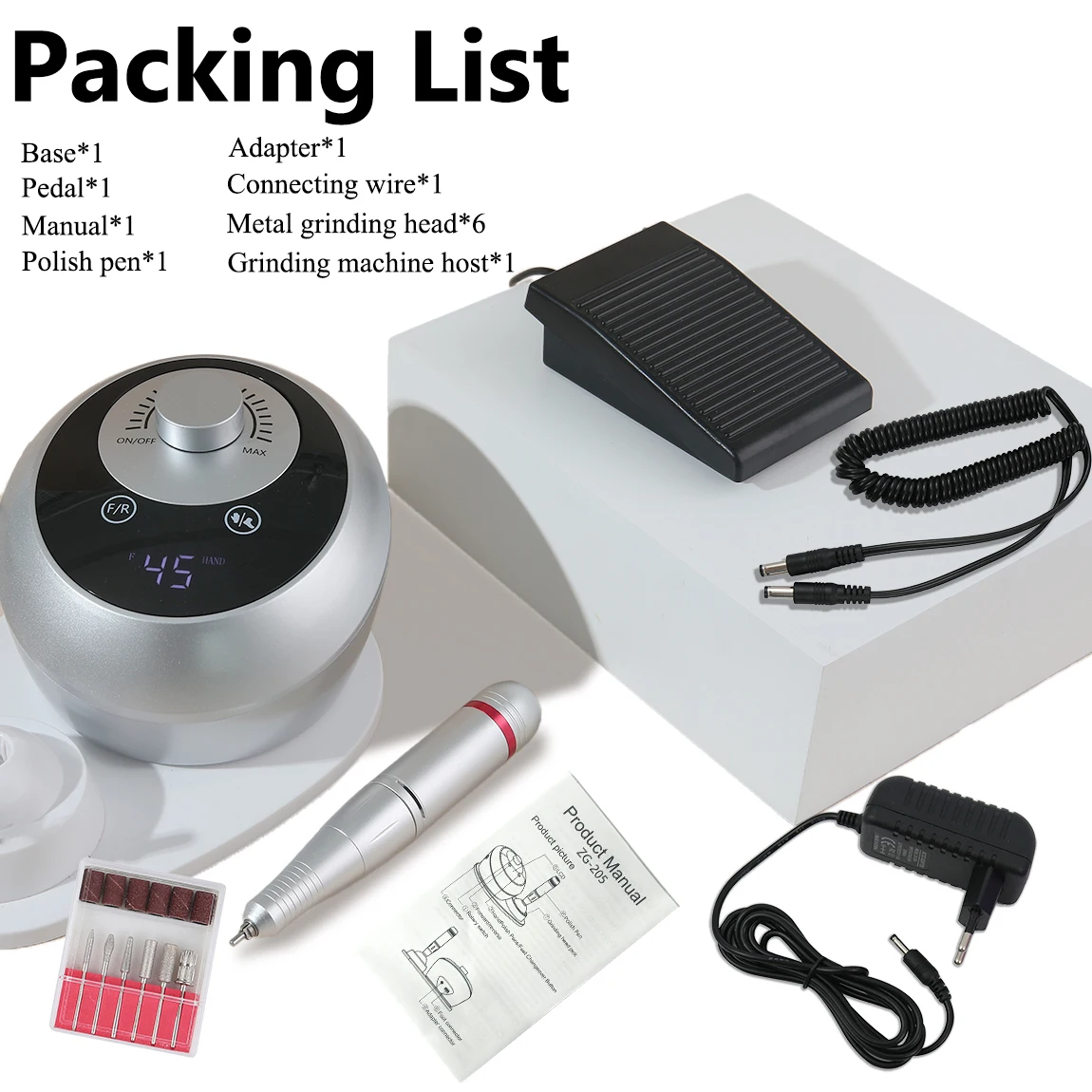 Perceuse à ongles électrique 45000 tr/min, Machine de manucure professionnelle, ensemble de ponceuse à ongles avec foret à ongles, équipement de polissage Portable pour Salon